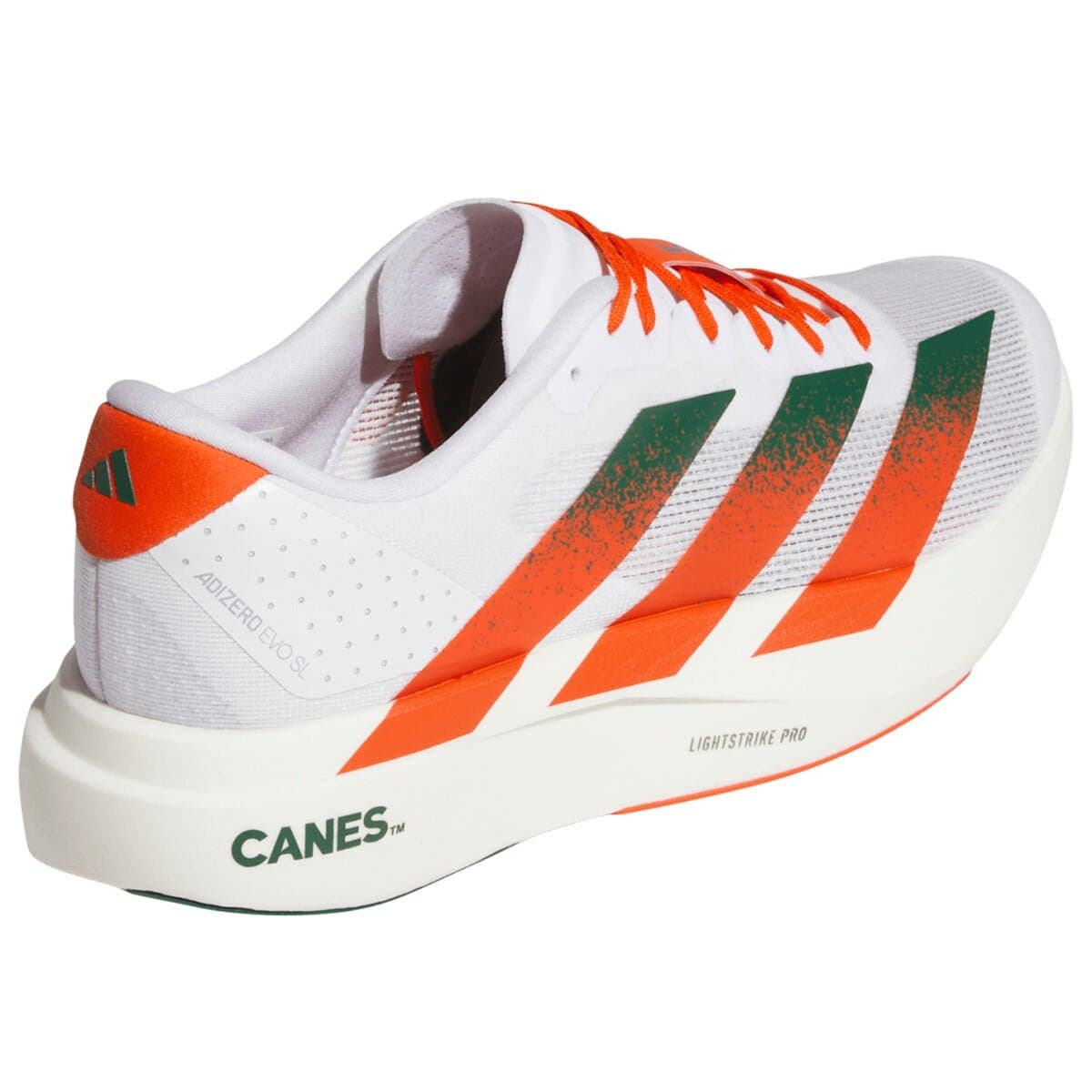 adidas Unisex adidas White Miami Hurricanes Adizero Evolution SL Running Shoes, Alternate, color, White