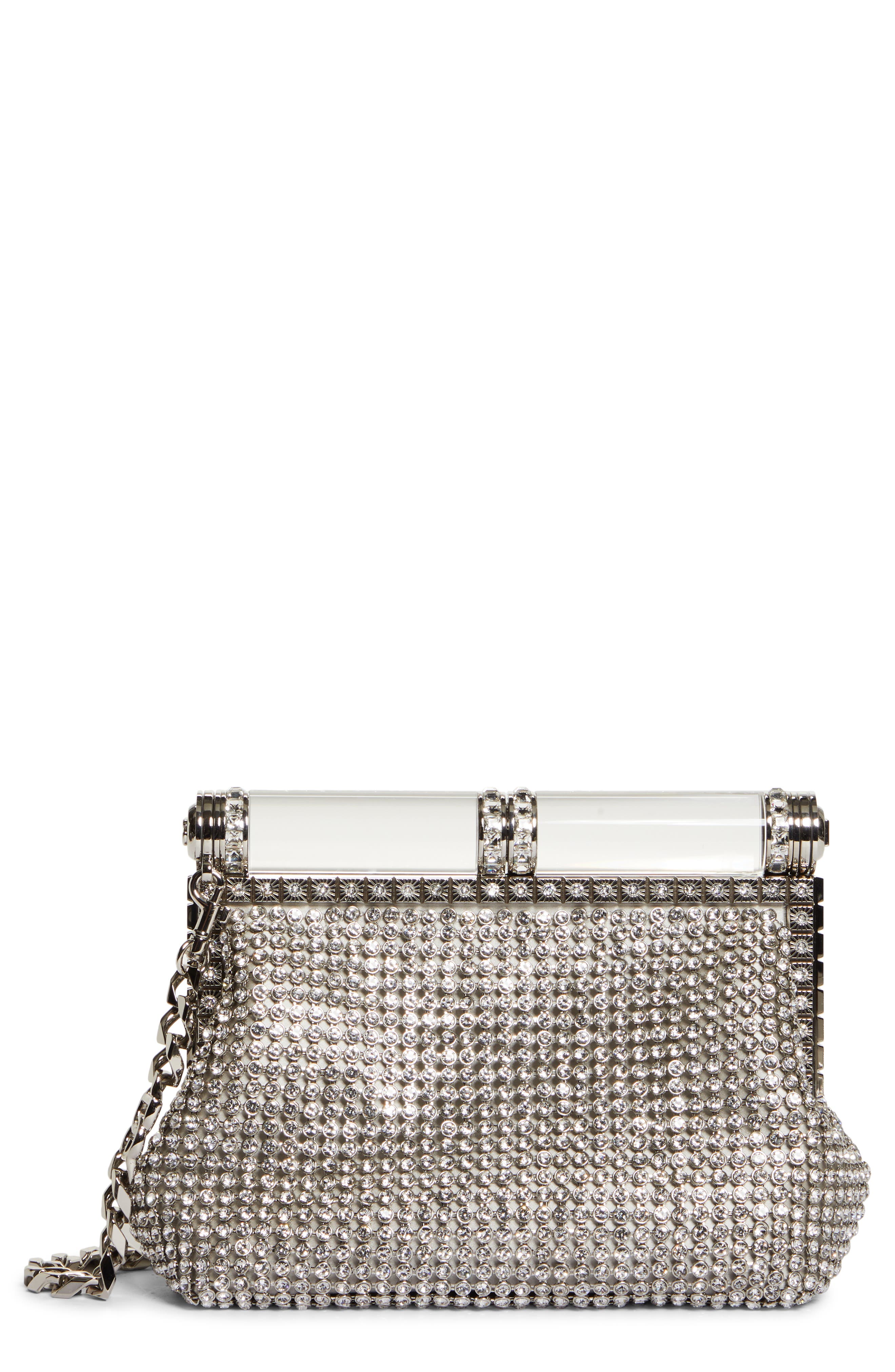 Dolce&Gabbana Bubù Crystal Mesh Satin Evening Bag, Main, color, 