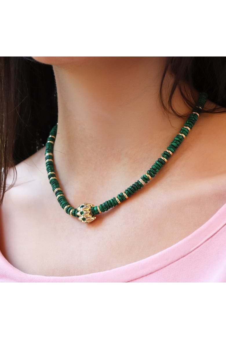 Malachite Bead Rondel Necklace, Alternate, color, Malachite