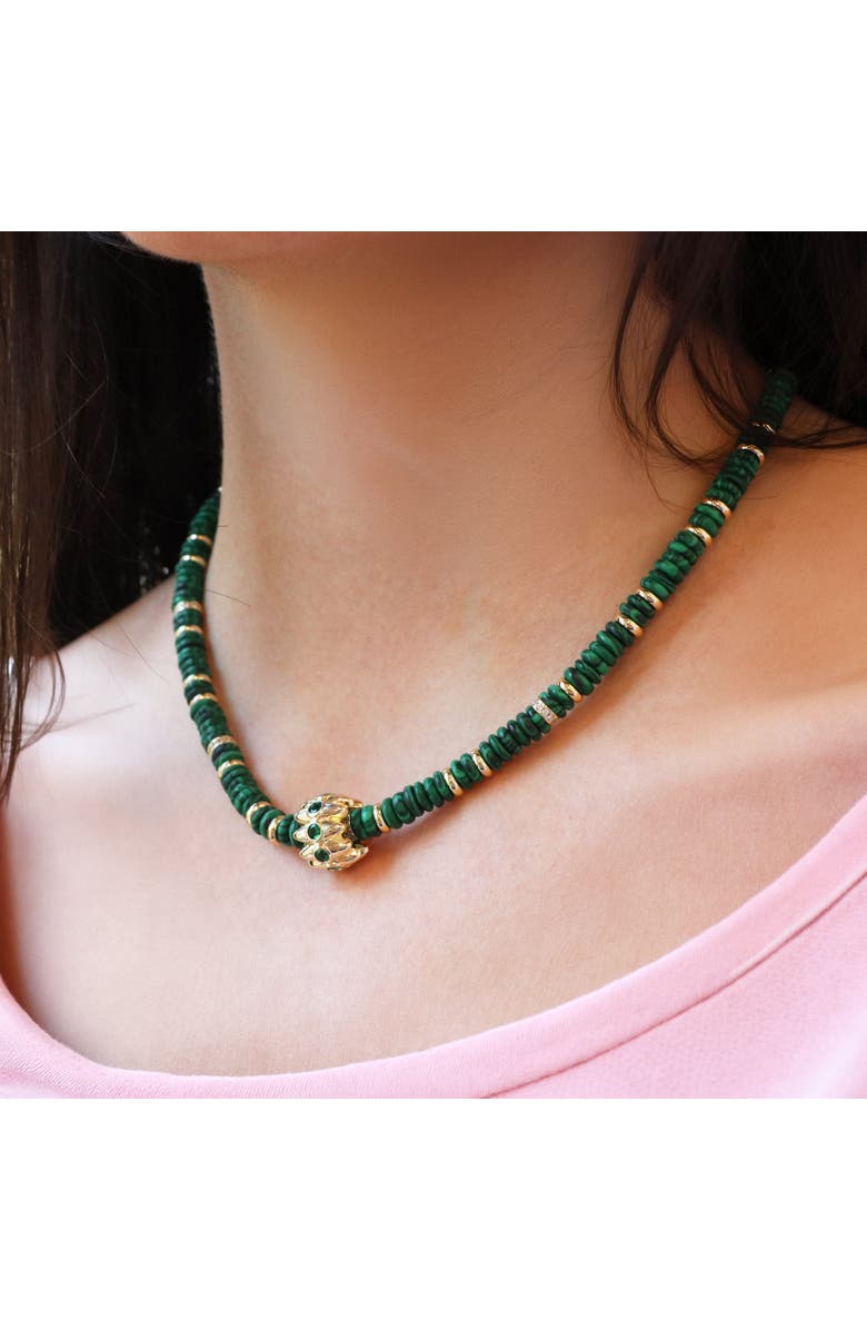 The Lovery Fine Jewelry Malachite Bead Rondel Necklace, Alternate, color, Malachite