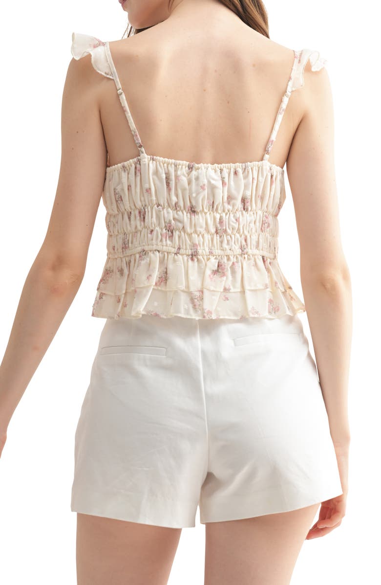 All in Favor Floral Swiss Dot Ruffle Detail Camisole, Alternate, color, Cream Mauve