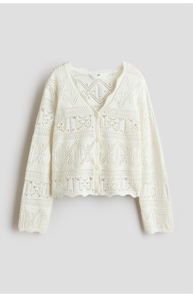 H&M Crochet-look Cardigan, Main, color, White