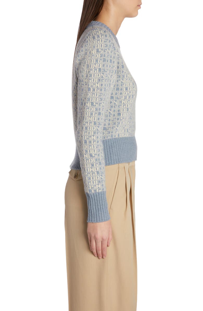 Golden Goose Logo Jacquard Wool & Cashmere Crop Sweater, Alternate, color, Spring Lake/ Lambs Wool