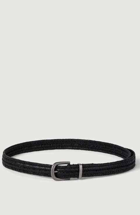 Stretch braided leather belt