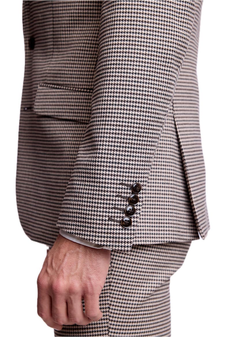 Ashton Slim Fit Houndstooth Check Peak Lapel Suit Jacket, Alternate, color, DK CHOC BEIGE HOUNDSTOOTH