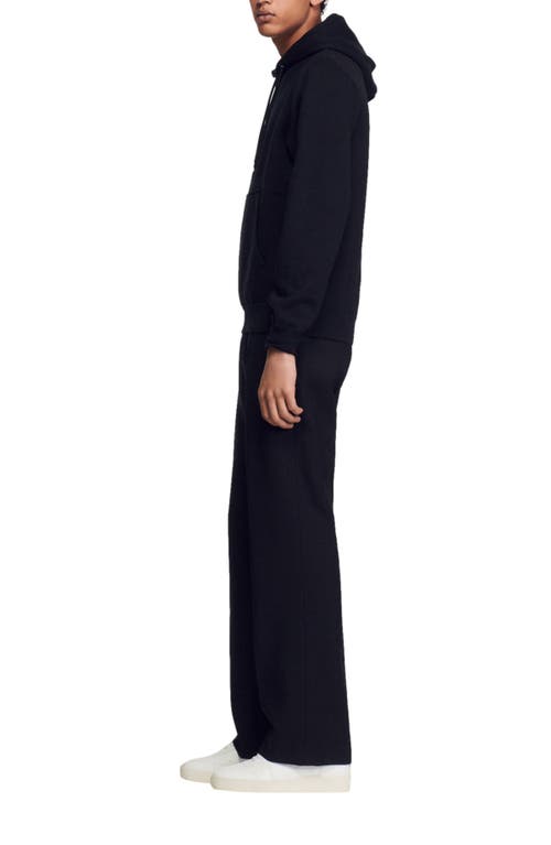 Sandro Organic Cotton Embroidered Hoodie In Black