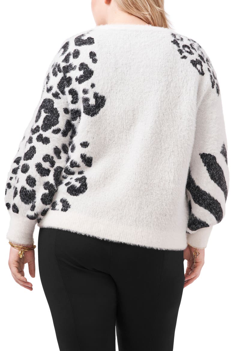 Animal Pattern Sweater, Alternate, color, ANTIQUE WHITE