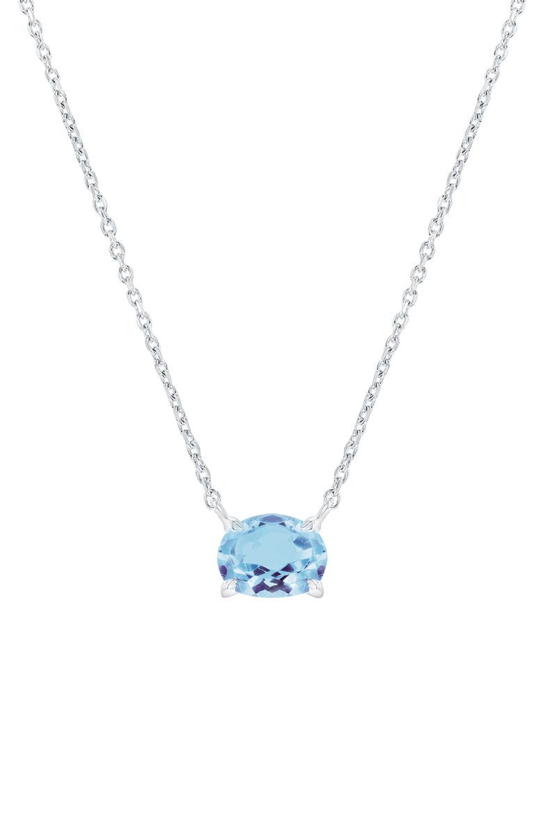 Sterling Silver Oval Semiprecious Stone Pendant Necklace, Main, color, BLUE TOPAZ
