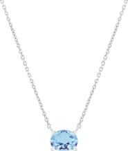 SIMONA Sterling Silver Oval Semiprecious Stone Pendant Necklace