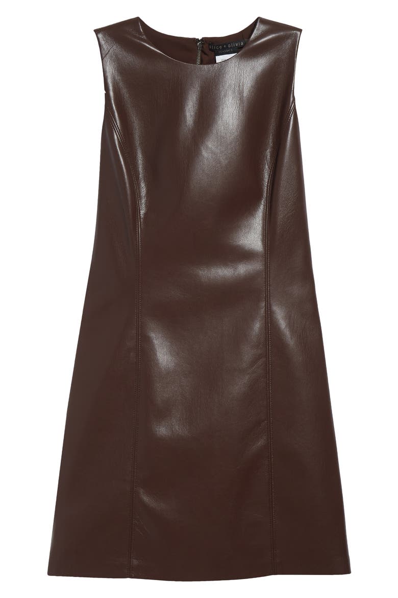 Faux Leather Sheath Minidress, Alternate, color, DARK CHOCOLATE