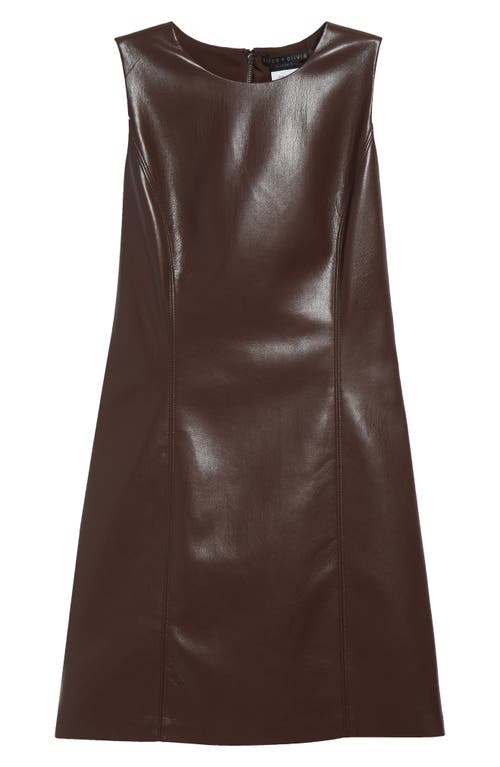 Alice And Olivia Alice + Olivia Faux Leather Sheath Minidress In Brown