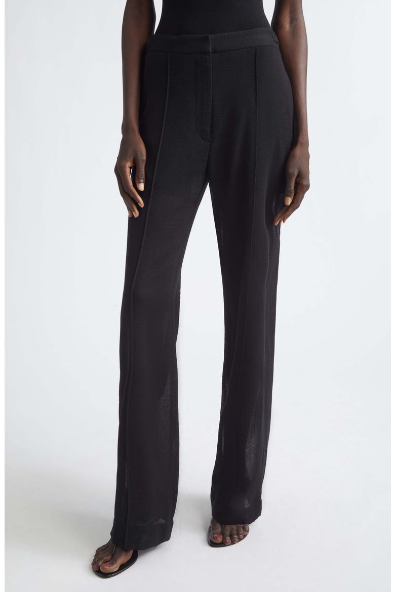 Eran Pintuck Sheer Wool Pants, Main, color, BLACK