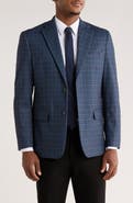 Duchamp Slim Fit Plaid Stretch Knit Blazer