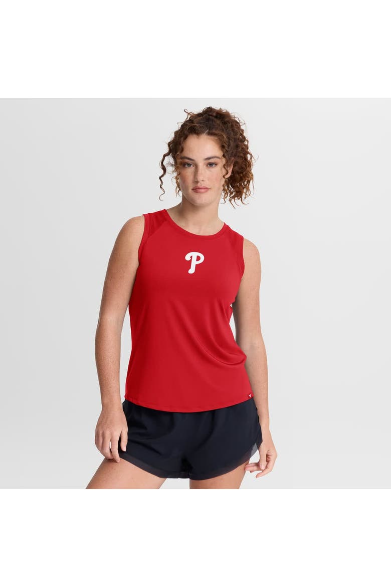 Women's Fanatics  Red Philadelphia Phillies Draped Mesh Back Performance Tank Top, Main, color, Red