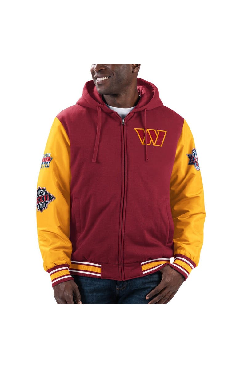 G-III SPORTS BY CARL BANKS Men's G-III Sports by Carl Banks Burgundy/Gold Washington Commanders Player Option Full-Zip Hoodie, Main, color, 