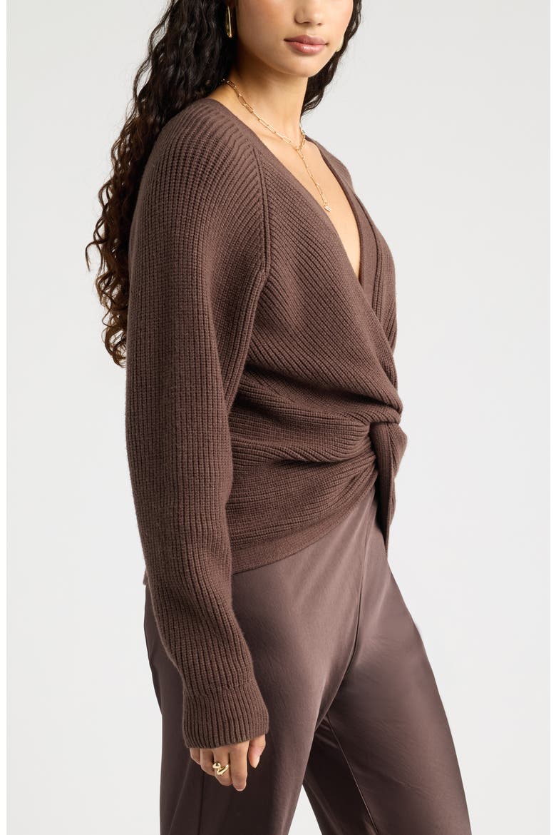 Softluxe Twist Reversible Sweater, Alternate, color, BROWN SEAL