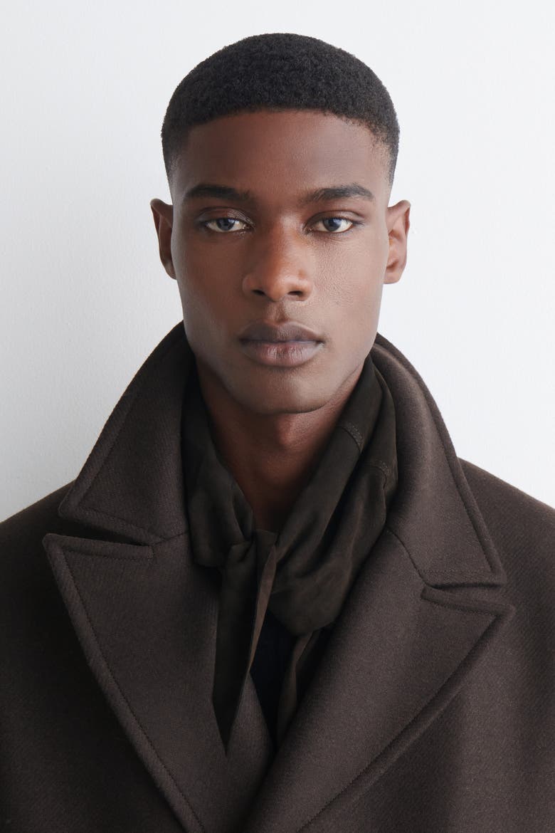Suede Triangle Scarf, Main, color, DARK BROWN