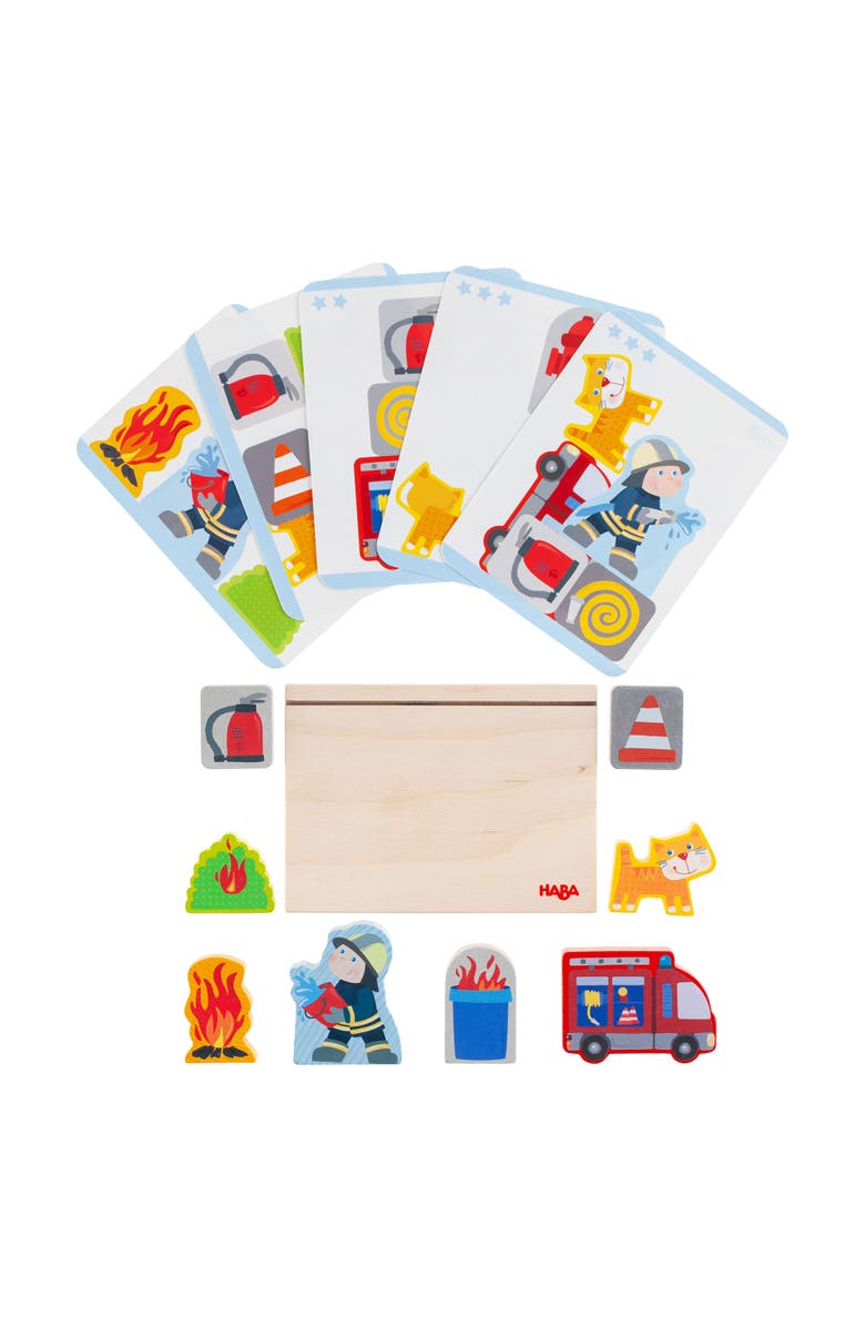HABA Wooden Stacking Toy and STEM Wood Building Blocks for Kids, Fire Brigade Montessori Toys for 2-4 Years and up, Made in Germany, Alternate, color, Multi