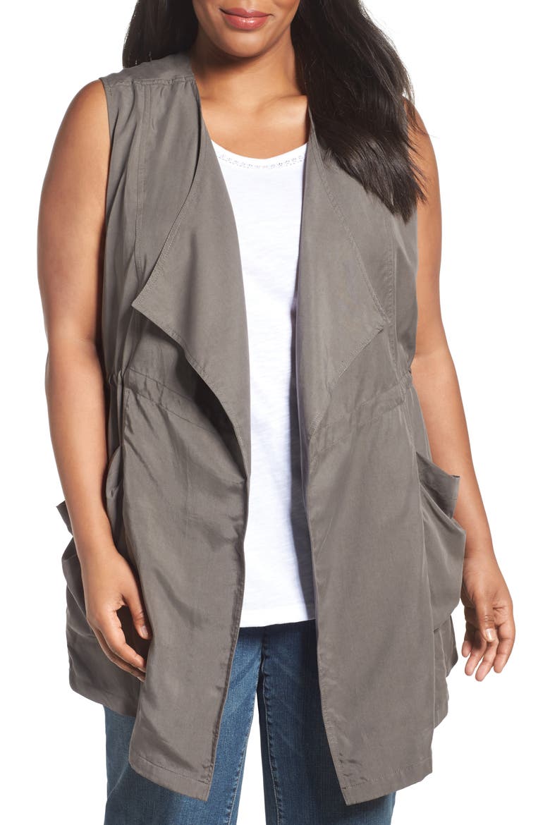 Drape Front Vest, Main, color, OLIVE