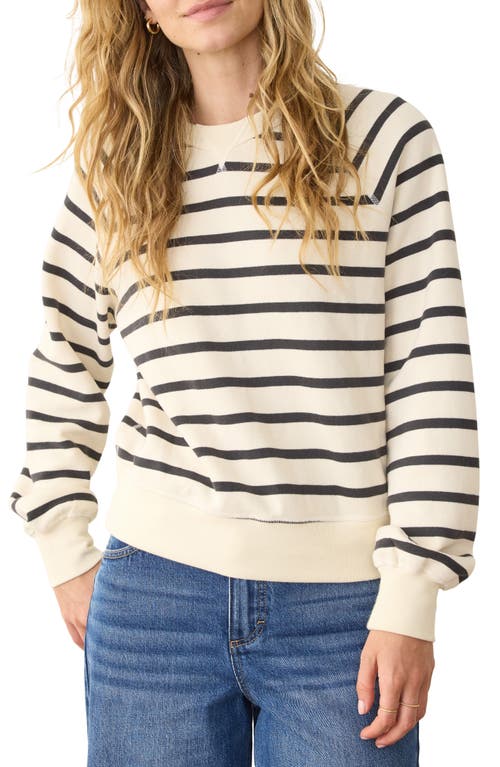 Marine Layer Cloud 9 Fleece Stripe Reversible Sweatshirt In White