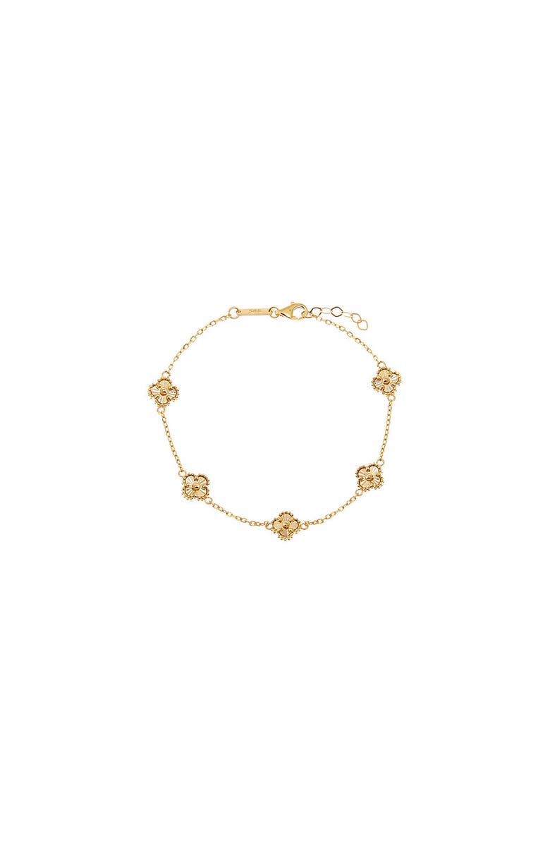 BY ADINA EDEN Ridged Multi Clover Motif Bracelet 14K, Main, color, 14K Gold