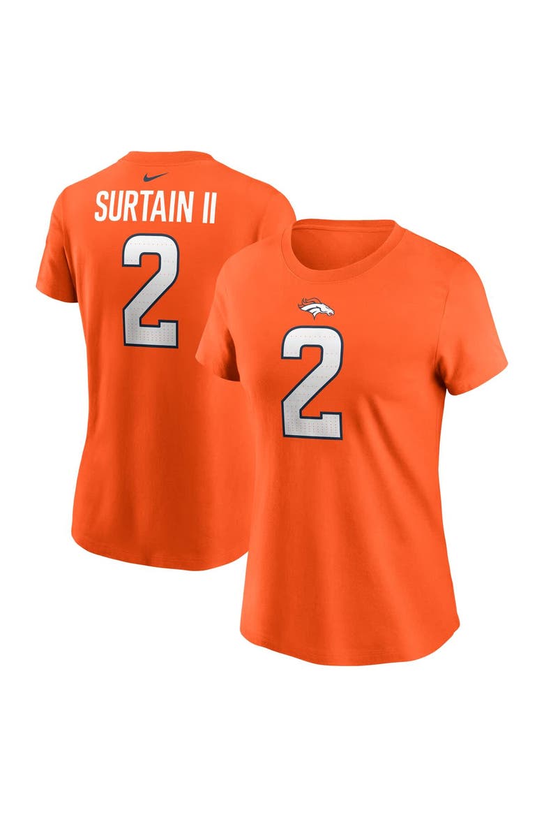 Women's Nike Patrick Surtain II Orange Denver Broncos Player Name & Number T-Shirt, Main, color, Orange