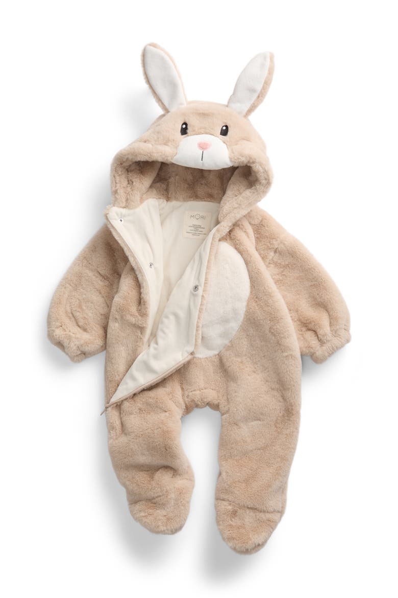 Faux Fur Character Pramsuit, Alternate, color, Tapioca Bunny