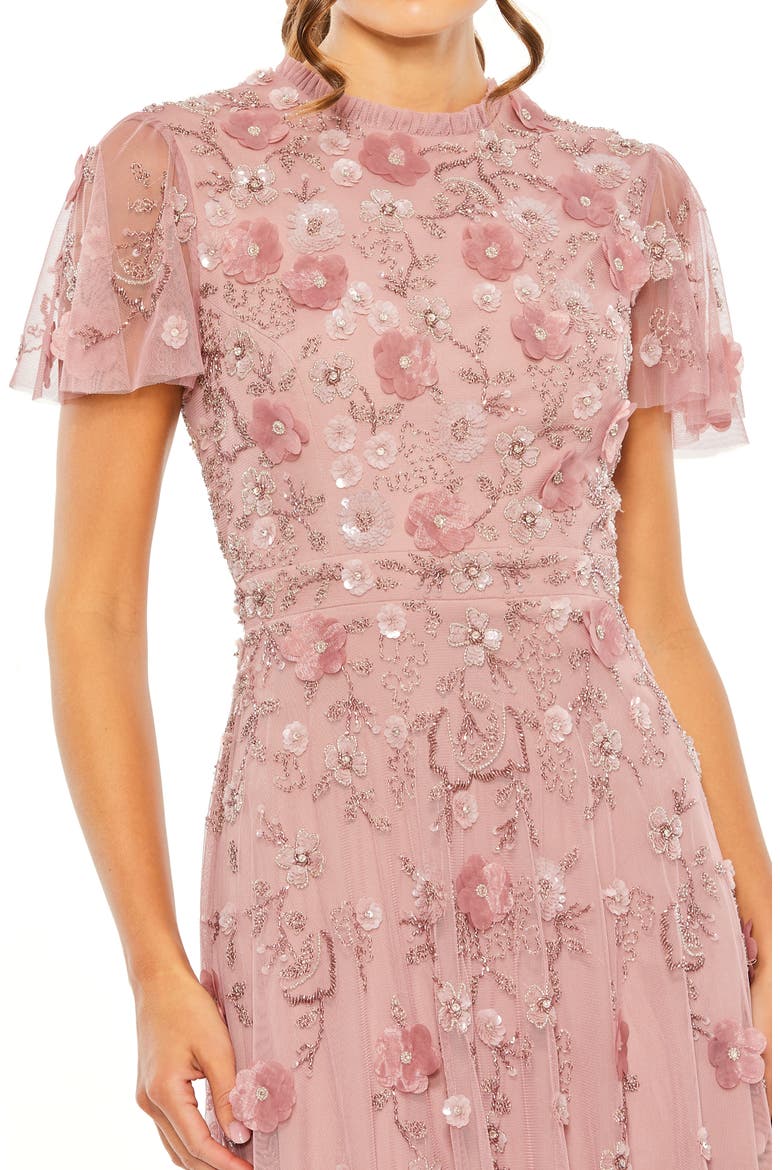 Women's Embellished High Neck Cap Sleeve A Line Dress, Alternate, color, BERRY