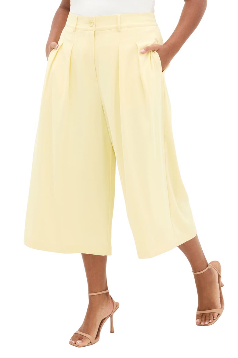 Abbie Crop Wide Leg Pants, Main, color, LEMON DROP