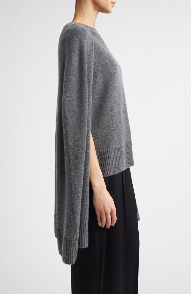 TOTEME Cashmere Crewneck Cape Sweater, Alternate, color, Dark Grey Melange