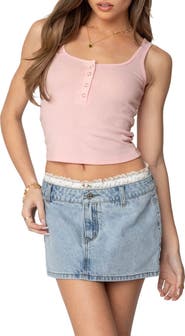 EDIKTED Tiana Henley Crop Tank