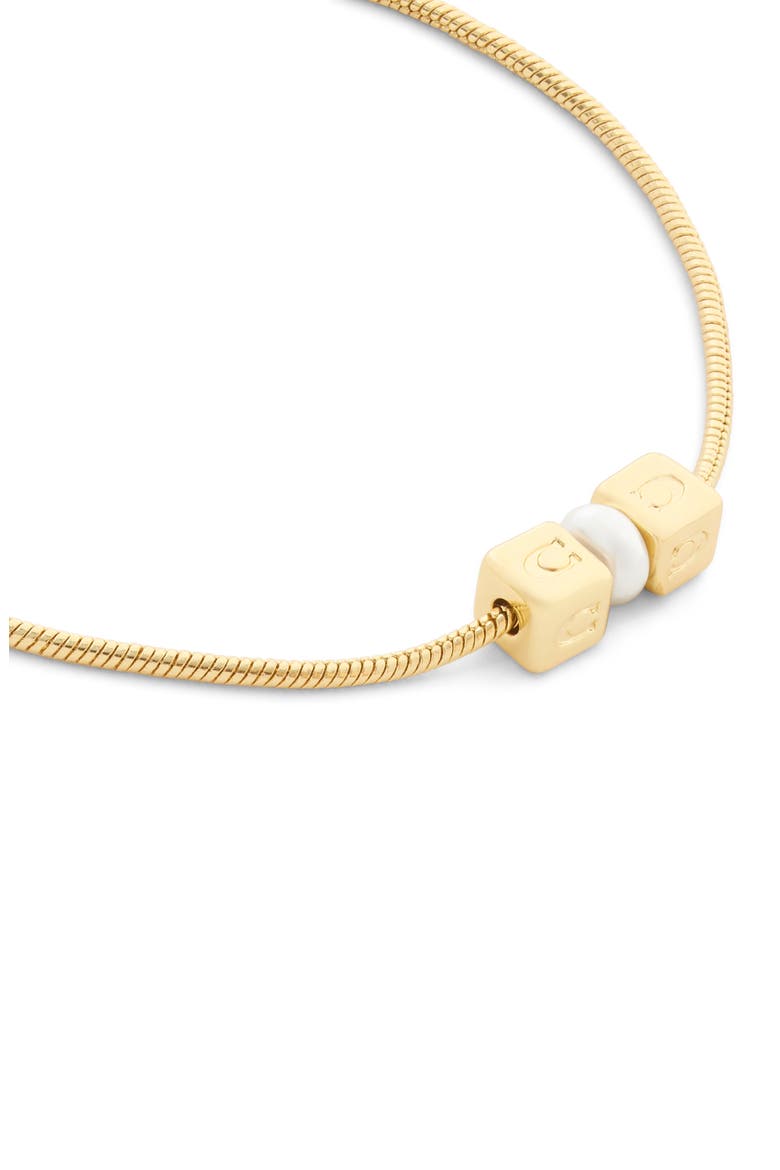 Cube Imitation Pearl Flex Bracelet, Alternate, color, PEARL/ GOLD