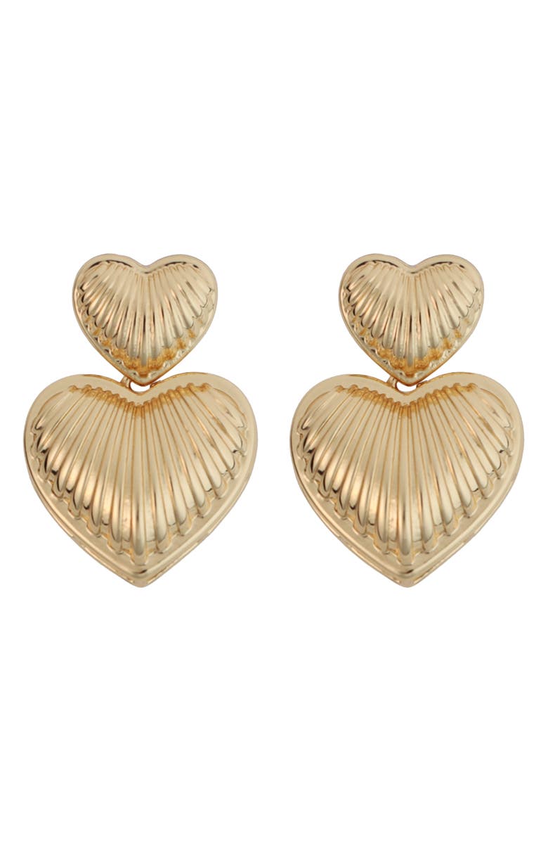 Panacea Double Heart Drop Earrings, Main, color, Gold