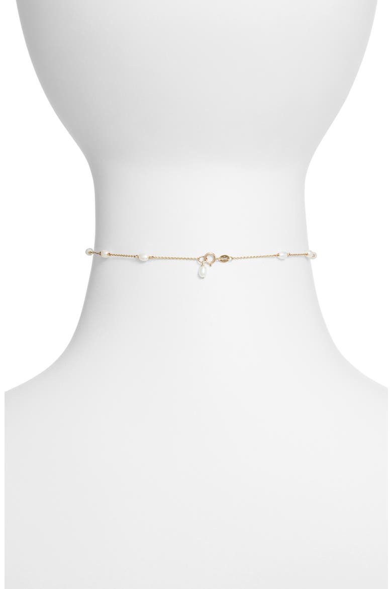 Keshi Pearl Spaced Choker Necklace, Alternate, color, YELLOW GOLD