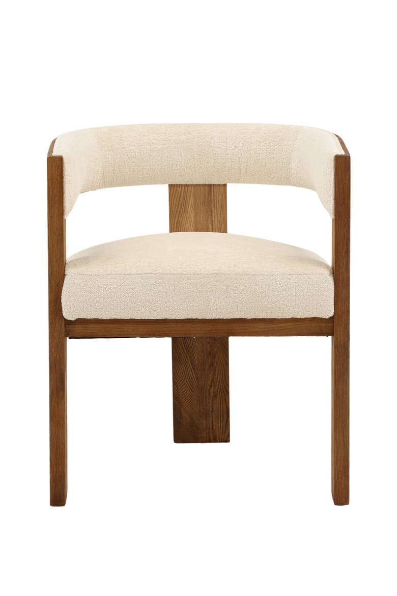 Nolan Chenille Upholstered Dining Chair with Ash Wood Frame, Alternate, color, Cream