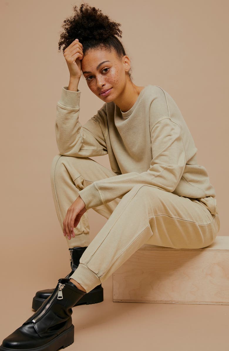 Topshop Acid Wash Joggers, Alternate, color, Stone