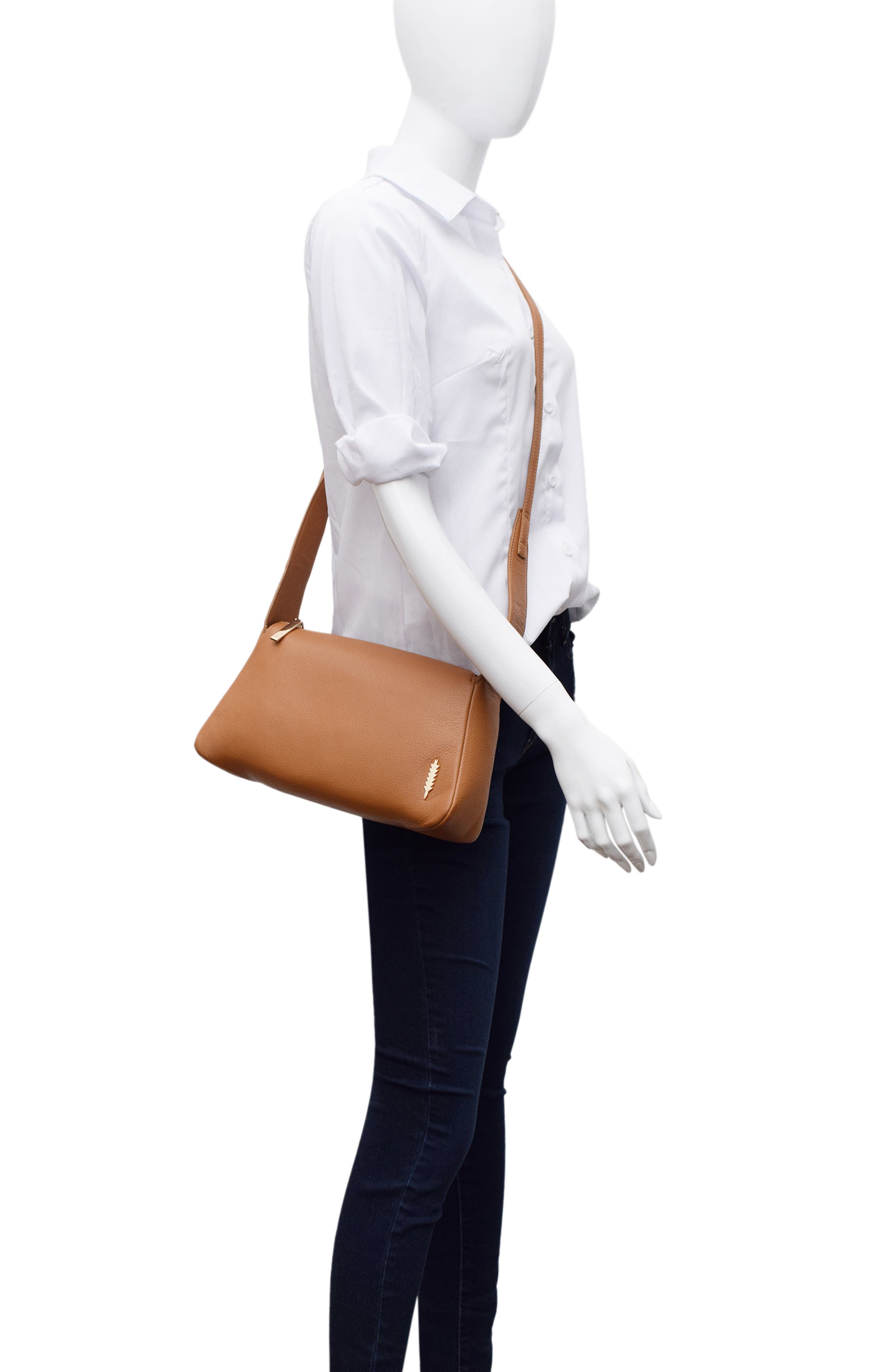 Thacker Bella Pebbled Leather Crossbody Bag, Alternate, color, Cognac