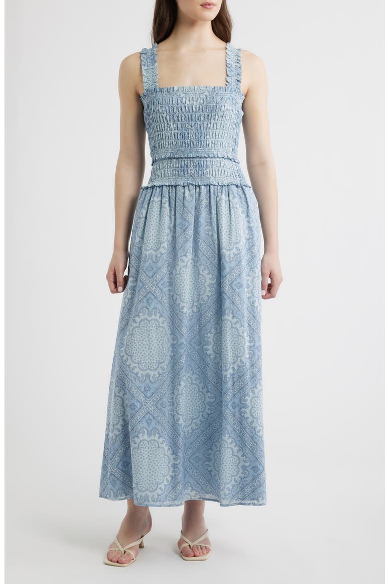The Azalea Nap Cotton Maxi Dress, Main, color, PAISLEY SCARF DUSTY BLUE