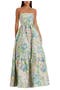 Floral Brocade Strapless A Line Gown