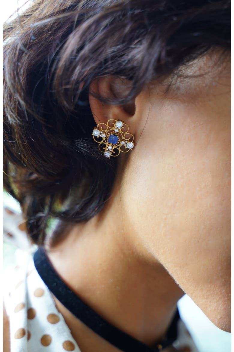 Orchid Dream Earrings, Alternate, color, Blue & Gold