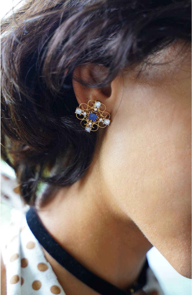 RC RETRO CHIC Orchid Dream Earrings, Alternate, color, Blue & Gold