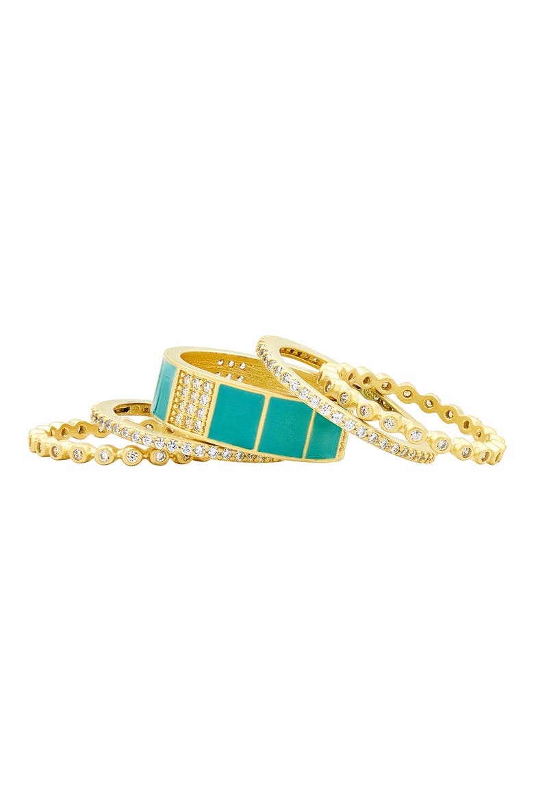 Harmony Set of 5 Stackable Rings, Alternate, color, GOLD/ TURQUOISE