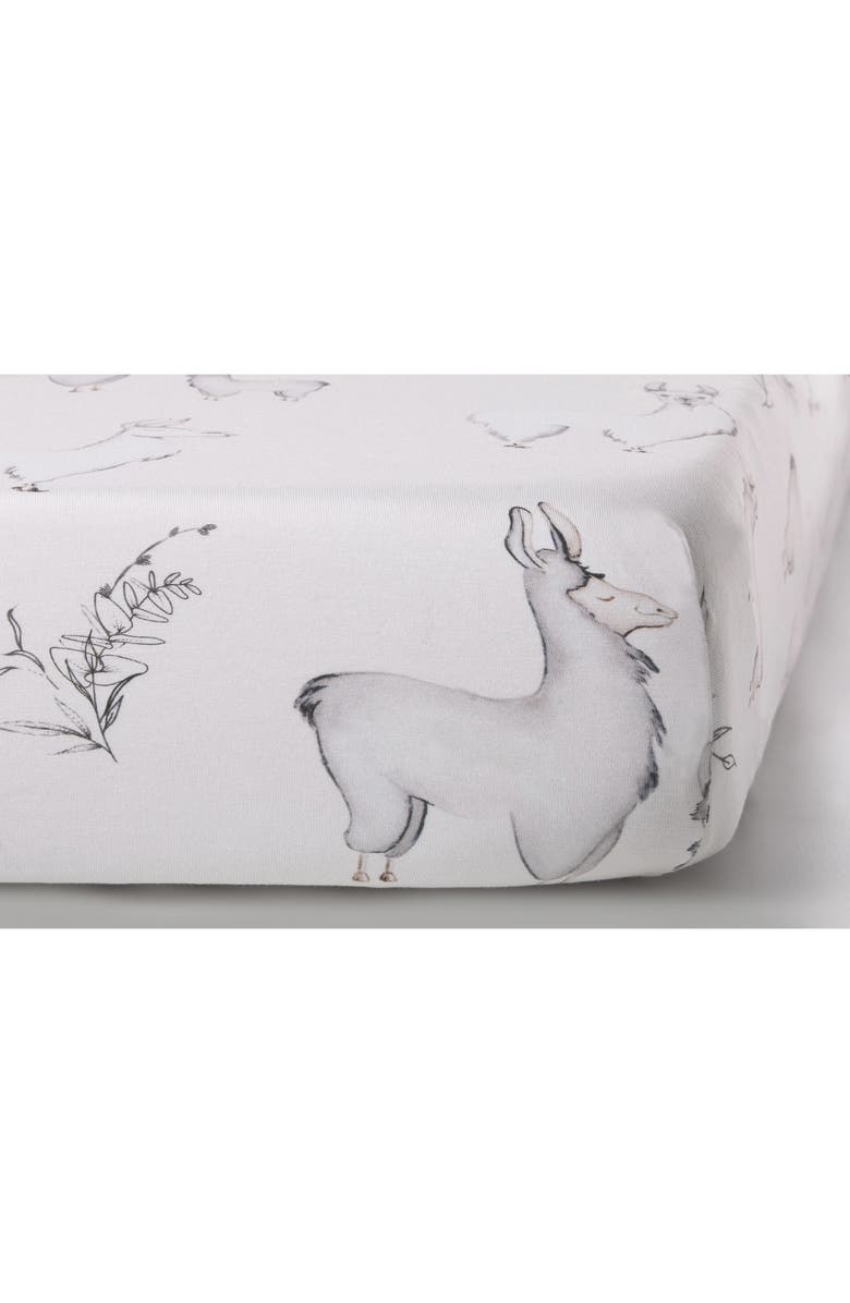 Oilo Llama Jersey Crib Sheet, Alternate, color, Llama