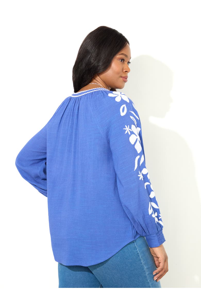 Live Unlimited Embroidered Relaxed Blouse, Alternate, color, Blue