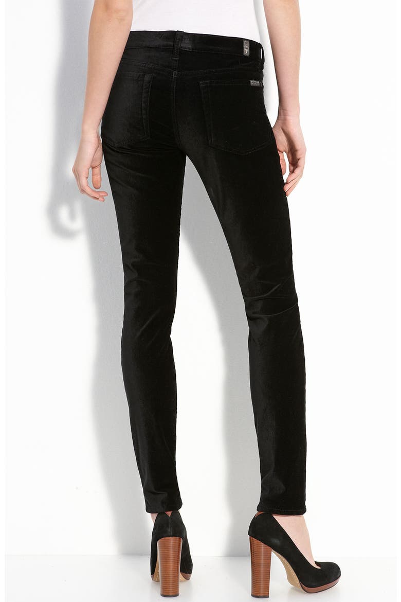 7 For All Mankind® 'The Skinny' Stretch Velvet Jeans, Main, color, BLACK