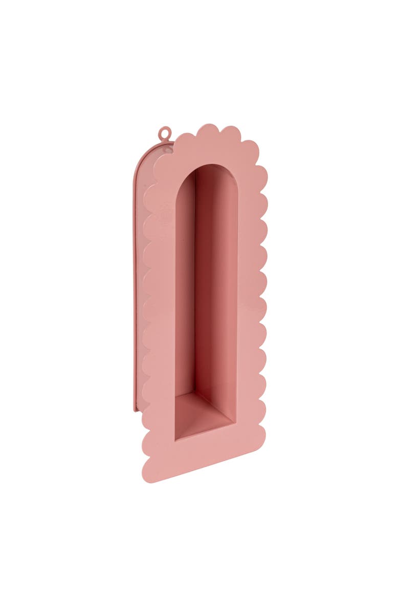 Storied Home Metal Wall Shelf with Scalloped Edge, Main, color, Pink
