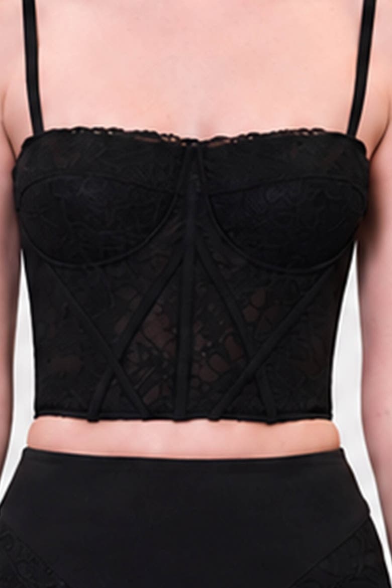 Daydreamers Structured Lace Corset, Alternate, color, BLACK