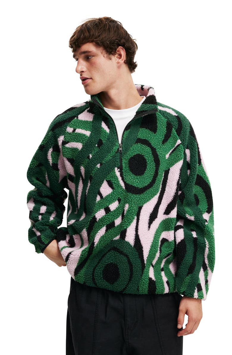Cotton On Men's Tylah Saunders Teddy 1/2 Zip Fleece, Main, color, Green  Tylah Saunders -