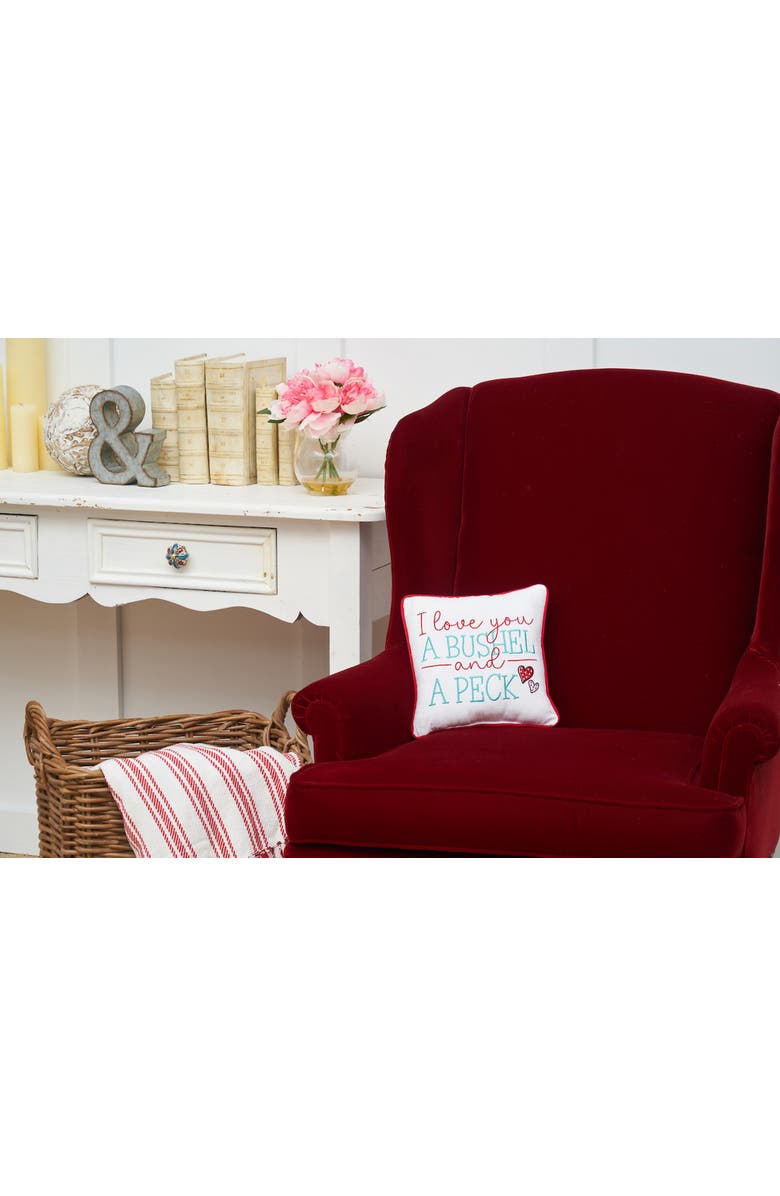 C&F Home "I Love You A Bushel And A Peck" Embroidered Mini Size Valentine's Day Accent Pillow 10" x 10", Alternate, color, 