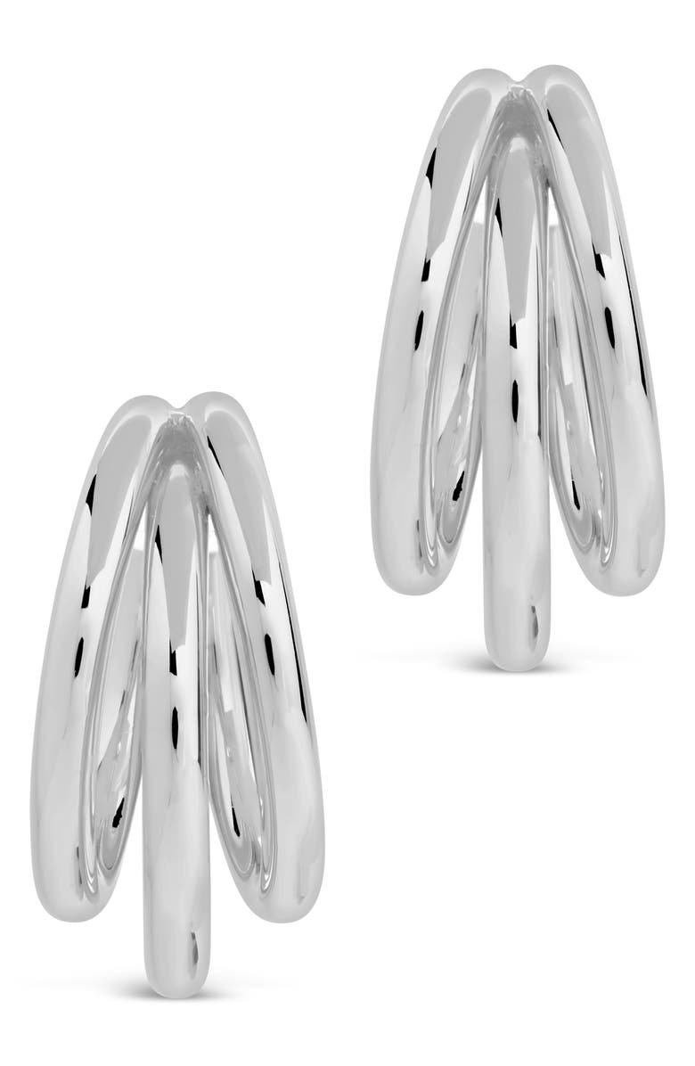 Sterling Forever Michaela Triple Hoop Earrings, Alternate, color, Silver